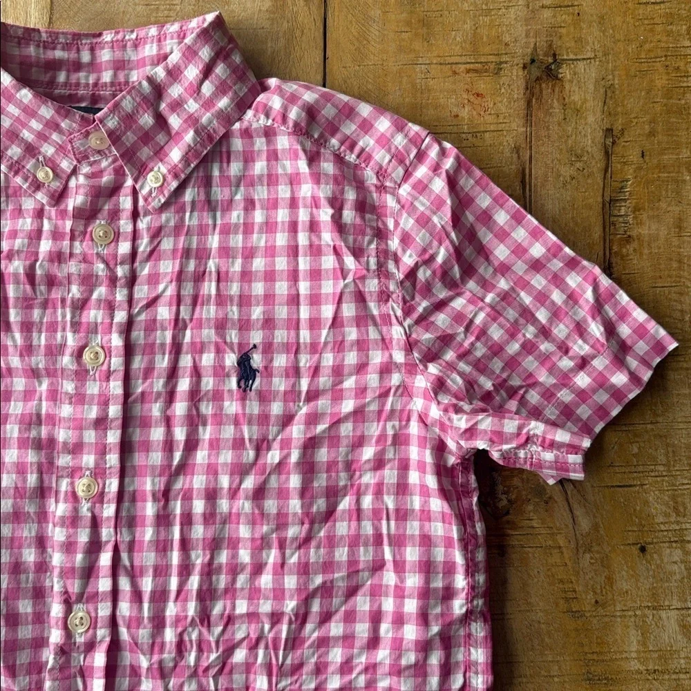 NWT Ralph Lauren Boys Pink Checkered Shirt S(8)